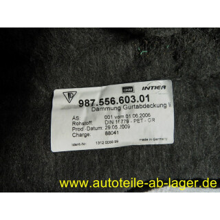 Porsche 987 Boxster Verkleidung Sicherheitsgurt Teppich schwarz links 98755121502 #8147-679