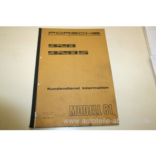 Porsche 928 s Handbuch Kundendienst Information Modell 81 WKD 450 210 WKD450210 #3923
